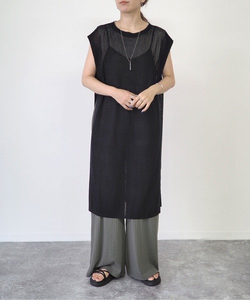 Riberry（リベリー）の「メッシュロングベスト（ベスト・レディース・ブラック/ベージュ/ブラウン/キャメル・MEDIUM）」の9枚目の写真