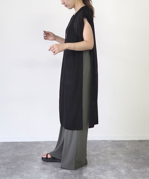 Riberry（リベリー）の「メッシュロングベスト（ベスト・レディース・ブラック/ベージュ/ブラウン/キャメル・MEDIUM）」の10枚目の写真