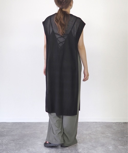 Riberry（リベリー）の「メッシュロングベスト（ベスト・レディース・ブラック/ベージュ/ブラウン/キャメル・MEDIUM）」の11枚目の写真