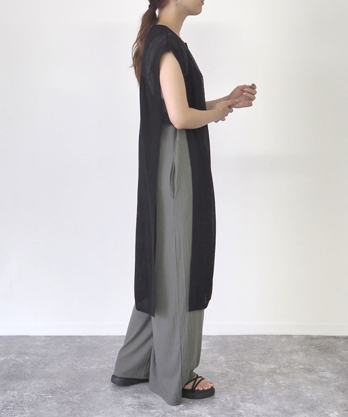 Riberry（リベリー）の「メッシュロングベスト（ベスト・レディース・ブラック/ベージュ/ブラウン/キャメル・MEDIUM）」の12枚目の写真