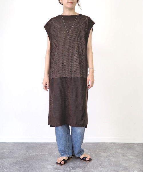 Riberry（リベリー）の「メッシュロングベスト（ベスト・レディース・ブラック/ベージュ/ブラウン/キャメル・MEDIUM）」の14枚目の写真