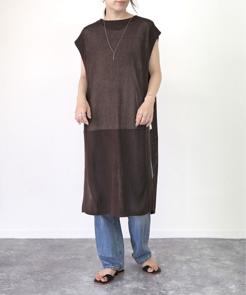 Riberry（リベリー）の「メッシュロングベスト（ベスト・レディース・ブラック/ベージュ/ブラウン/キャメル・MEDIUM）」の15枚目の写真