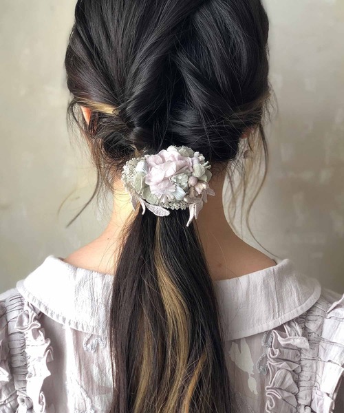 m.soeur（エムスール）の「アイスグレーのヘアゴム＊（ヘアゴム・レディース・グレー・FREE）」の3枚目の写真
