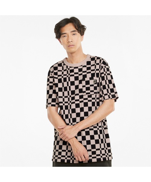 PUMA（プーマ）の「PUMA プーマ ダウンタウン DOWNTOWN CHECK AOP Tシャツ（Tシャツ/カットソー・メンズ・ブラック/ベージュ系その他/ライトピンク・SMALL/MEDIUM/LARGE/X-LARGE/X-SMALL）」の3枚目の写真