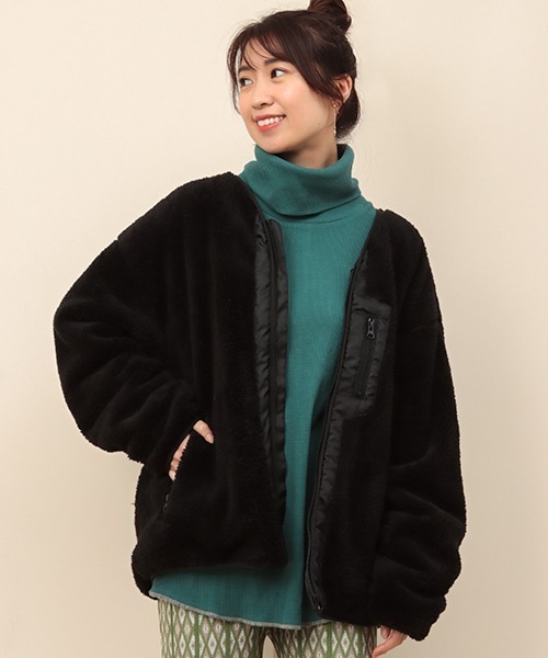 チチカカ(チチカカ)の「【ユニセックス】シェルバフリースジャケット(ノーカラージャケット・メンズ・ベージュ/ブラック・MEDIUM/LARGE)」の7枚目の写真