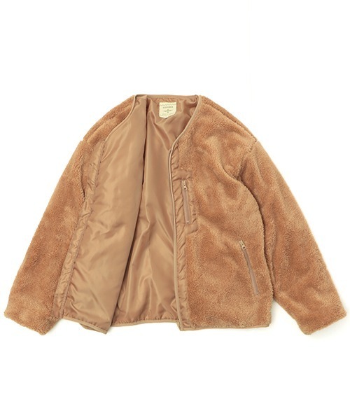 チチカカ(チチカカ)の「【ユニセックス】シェルバフリースジャケット(ノーカラージャケット・メンズ・ベージュ/ブラック・MEDIUM/LARGE)」の10枚目の写真