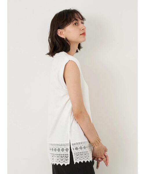earth music&ecology（アースミュージックアンドエコロジー）の「スリーブレス裾レースチュニック ＊（チュニック・レディース・オフホワイト・FREE）」の4枚目の写真