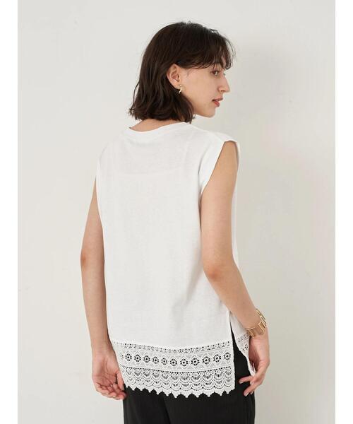 earth music&ecology（アースミュージックアンドエコロジー）の「スリーブレス裾レースチュニック ＊（チュニック・レディース・オフホワイト・FREE）」の5枚目の写真