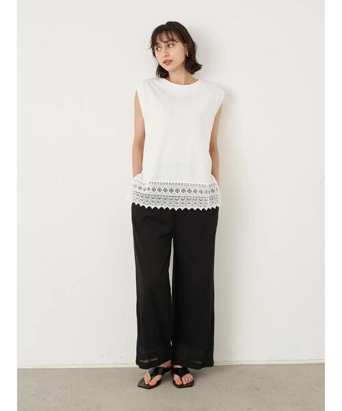 earth music&ecology（アースミュージックアンドエコロジー）の「スリーブレス裾レースチュニック ＊（チュニック・レディース・オフホワイト・FREE）」の9枚目の写真