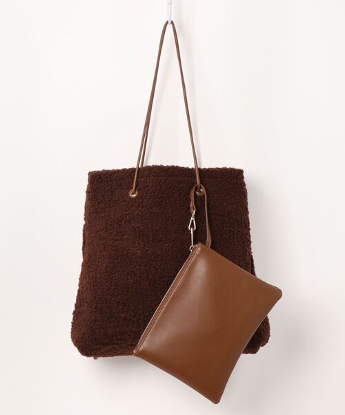 INTERPLANET(インタープラネット)の「ゴブラン*ボアリバーシブルBAG(トートバッグ・レディース・アイボリー/ブラウン・フリー)」の6枚目の写真