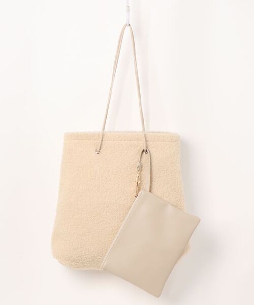 INTERPLANET(インタープラネット)の「ゴブラン*ボアリバーシブルBAG(トートバッグ・レディース・アイボリー/ブラウン・フリー)」の3枚目の写真