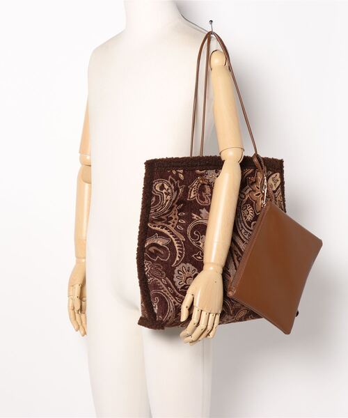 INTERPLANET(インタープラネット)の「ゴブラン*ボアリバーシブルBAG(トートバッグ・レディース・アイボリー/ブラウン・フリー)」の5枚目の写真