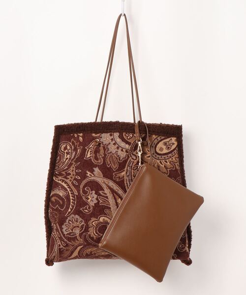 INTERPLANET(インタープラネット)の「ゴブラン*ボアリバーシブルBAG(トートバッグ・レディース・アイボリー/ブラウン・フリー)」の17枚目の写真