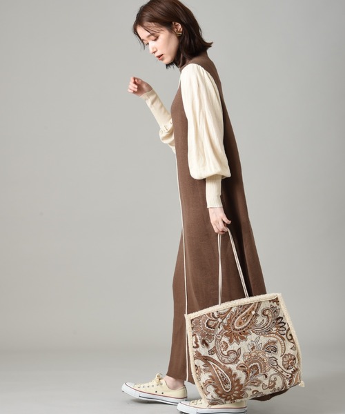 INTERPLANET(インタープラネット)の「ゴブラン*ボアリバーシブルBAG(トートバッグ・レディース・アイボリー/ブラウン・フリー)」の10枚目の写真