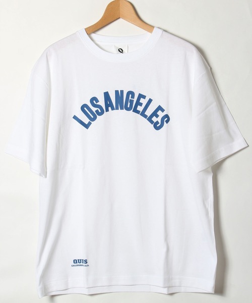 ALWAYS GOOD TIME(オルウェイズグッドタイム)の「【QUE/キュー】USAコットン アーチロゴプリントTシャツ(Tシャツ/カットソー・メンズ・ホワイト/ブラック/ネイビー/サックスブルー/ピンク/オレンジ/レモンイエロー・M/L/XL)」の2枚目の写真