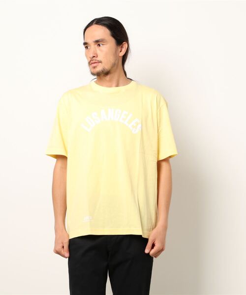 ALWAYS GOOD TIME(オルウェイズグッドタイム)の「【QUE/キュー】USAコットン アーチロゴプリントTシャツ(Tシャツ/カットソー・メンズ・ホワイト/ブラック/ネイビー/サックスブルー/ピンク/オレンジ/レモンイエロー・M/L/XL)」の15枚目の写真