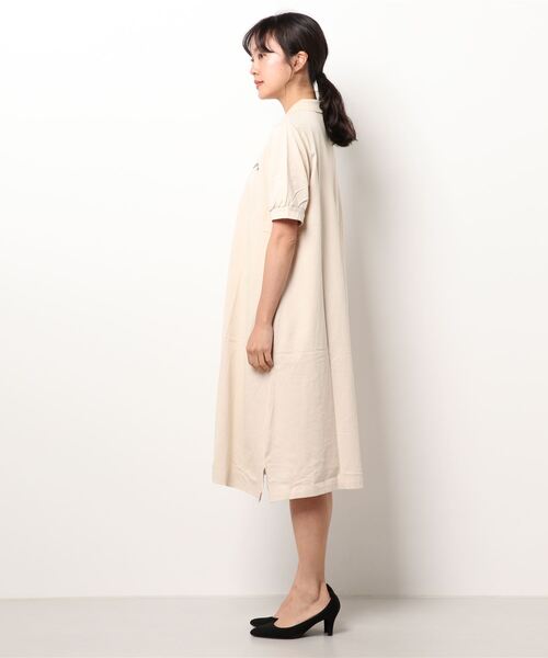 nemne store(ネンネストア)の「ひまわり畑と刺繍ポロワンピース(ワンピース・レディース・ダークブルー/カーキ/アイボリー・フリー)」の4枚目の写真