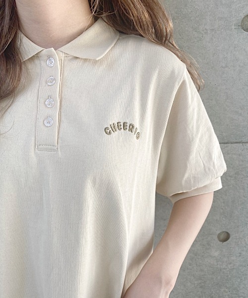 nemne store(ネンネストア)の「ひまわり畑と刺繍ポロワンピース(ワンピース・レディース・ダークブルー/カーキ/アイボリー・フリー)」の17枚目の写真