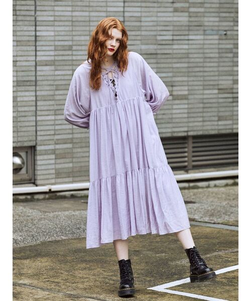 jouetie（ジュエティ）の「レースアップ2WAYワンピース（ワンピース・レディース・ブラック/オフホワイト/ブルー/パープル・MEDIUM）」の8枚目の写真