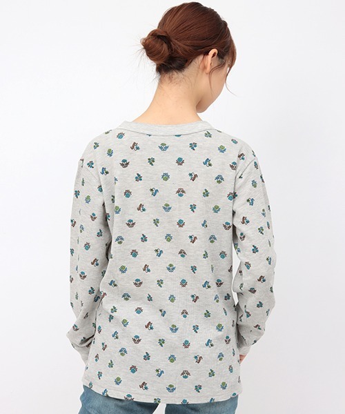チチカカ（チチカカ）の「ブロックフラワーワッフルロングＴシャツ（Tシャツ/カットソー・レディース・ホワイト/ブルー/ライトグレー・FREE）」の14枚目の写真