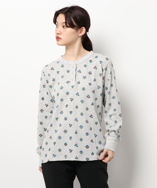 チチカカ（チチカカ）の「ブロックフラワーワッフルロングＴシャツ（Tシャツ/カットソー・レディース・ホワイト/ブルー/ライトグレー・FREE）」の21枚目の写真