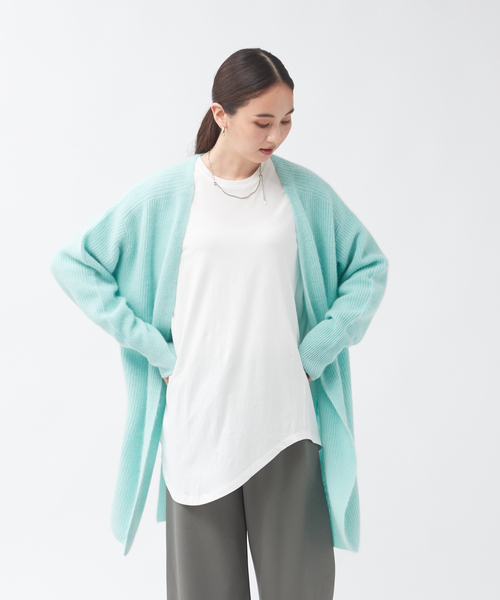qualite(カリテ)の「片畦ラクーンカーディガン(カーディガン/ボレロ・レディース・アイボリー/ライトブルー/チャコールグレー・フリー)」の3枚目の写真