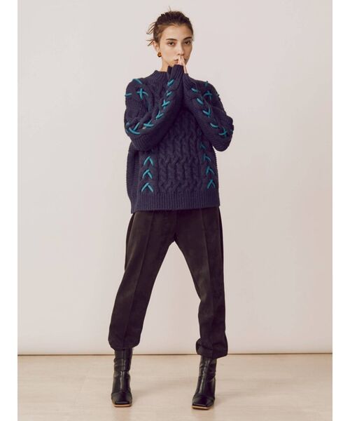 EVRIS（エヴリス）の「レースアップケーブルニット（ニット/セーター・レディース・ブラック/ネイビー・FREE）」の18枚目の写真