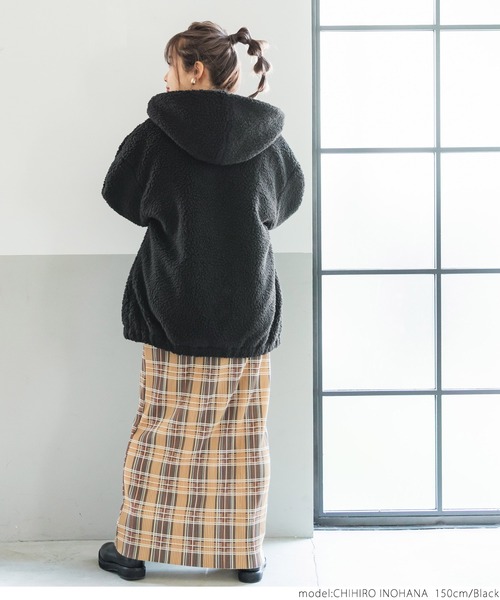 coca(coca)(コカ)の「フード付きボアブルゾン(ブルゾン・レディース・ブラック/ブラウン・ONE SIZE)」の13枚目の写真