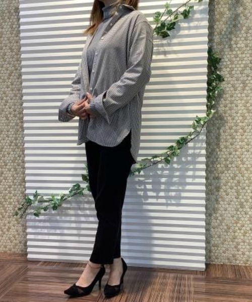 TOKYO SHIRTS(トウキョウシャツ)の「ラウンドテール 長袖カジュアルシャツ(販売停止中)(シャツ/ブラウス・レディース・ライトグレー/ネイビー/アイボリー/ダークオレンジ・LL/M/L)」の3枚目の写真