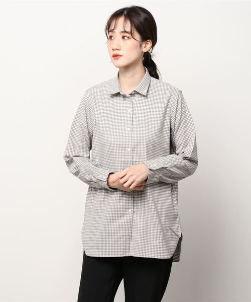 TOKYO SHIRTS(トウキョウシャツ)の「ラウンドテール 長袖カジュアルシャツ(販売停止中)(シャツ/ブラウス・レディース・ライトグレー/ネイビー/アイボリー/ダークオレンジ・LL/M/L)」の2枚目の写真