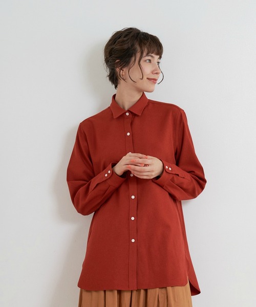 TOKYO SHIRTS(トウキョウシャツ)の「ラウンドテール 長袖カジュアルシャツ(販売停止中)(シャツ/ブラウス・レディース・ライトグレー/ネイビー/アイボリー/ダークオレンジ・LL/M/L)」の4枚目の写真