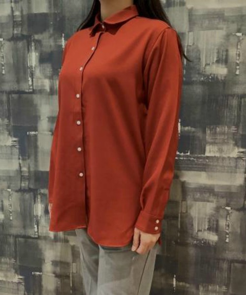 TOKYO SHIRTS(トウキョウシャツ)の「ラウンドテール 長袖カジュアルシャツ(販売停止中)(シャツ/ブラウス・レディース・ライトグレー/ネイビー/アイボリー/ダークオレンジ・LL/M/L)」の5枚目の写真