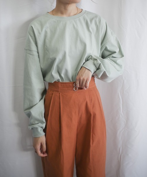 spoon store（スプーンストア）の「ゆったり長袖Tシャツ（Tシャツ/カットソー・レディース・ホワイト/ブルー系その他/チャコール/ライトブルー/ベージュ系その他/カーキ/アイボリー・MEDIUM/フリー）」の7枚目の写真