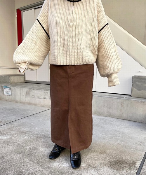 ＪＵＧＬＡＮＳ（ユグランス）の「☆ 着回し力抜群。スリット入りタイトロングスカート（スカート・レディース・ブラウン/グレー/アイボリー・FREE）」の3枚目の写真