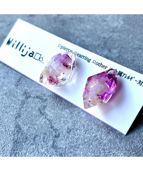 tone(トーン)の「【Willija】金属アレルギー対応《一粒氷》ピアス(MA)(ピアス(両耳用)・レディース・シルバー/ゴールド/その他/ピンク系その他/ピンク系その他2/その他2/その他3/ピンク系その他3/その他4/その他6・FREE)」の2枚目の写真