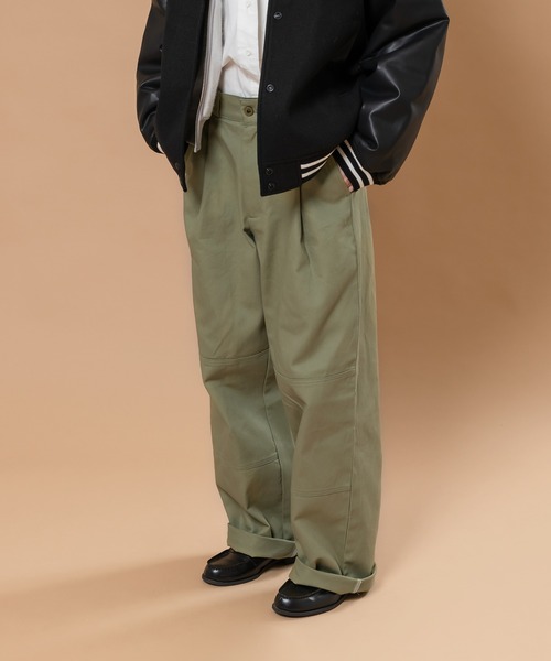 MUHET（ミュエータ）の「切り替えタックワイドパンツ（チノパンツ・レディース・ブラック/ダークブラウン/オフホワイト/ライトグリーン・SMALL/MEDIUM/X-LARGE）」の4枚目の写真