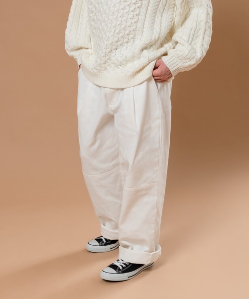 MUHET（ミュエータ）の「切り替えタックワイドパンツ（チノパンツ・レディース・ブラック/ダークブラウン/オフホワイト/ライトグリーン・SMALL/MEDIUM/X-LARGE）」の7枚目の写真