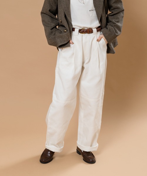 MUHET（ミュエータ）の「切り替えタックワイドパンツ（チノパンツ・レディース・ブラック/ダークブラウン/オフホワイト/ライトグリーン・SMALL/MEDIUM/X-LARGE）」の13枚目の写真