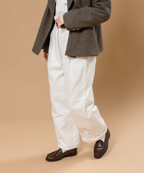 MUHET（ミュエータ）の「切り替えタックワイドパンツ（チノパンツ・レディース・ブラック/ダークブラウン/オフホワイト/ライトグリーン・SMALL/MEDIUM/X-LARGE）」の15枚目の写真