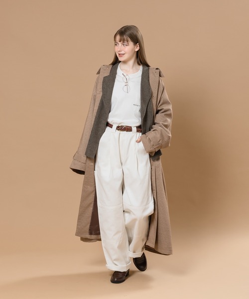 MUHET（ミュエータ）の「切り替えタックワイドパンツ（チノパンツ・レディース・ブラック/ダークブラウン/オフホワイト/ライトグリーン・SMALL/MEDIUM/X-LARGE）」の18枚目の写真