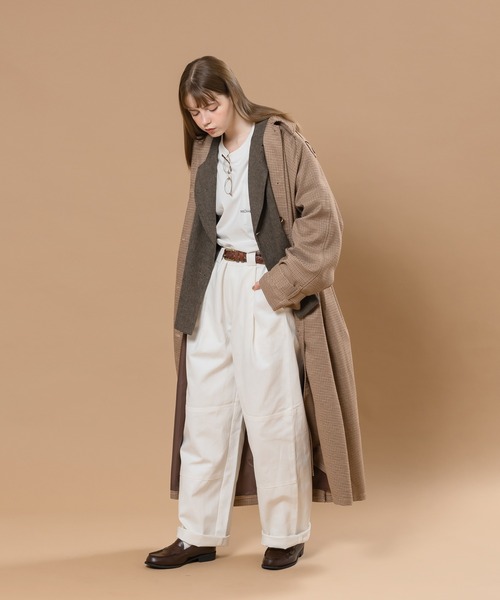 MUHET（ミュエータ）の「切り替えタックワイドパンツ（チノパンツ・レディース・ブラック/ダークブラウン/オフホワイト/ライトグリーン・SMALL/MEDIUM/X-LARGE）」の19枚目の写真