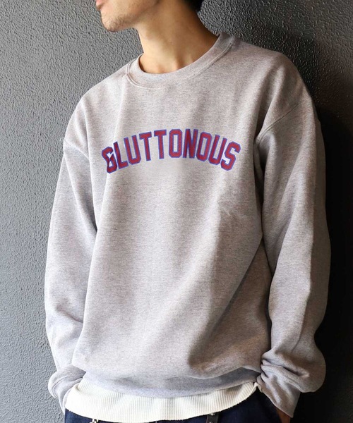 GLUTTONOUS(グルトン)の「【GLUTTONOUS/グルトン】ビックシルエット カレッジロゴトレーナー(スウェット・メンズ・ブラック/ホワイト/杢グレー・XL/L/M)」の3枚目の写真