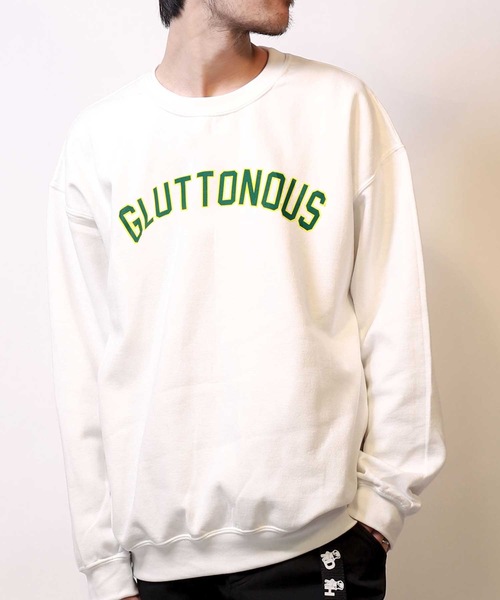 GLUTTONOUS(グルトン)の「【GLUTTONOUS/グルトン】ビックシルエット カレッジロゴトレーナー(スウェット・メンズ・ブラック/ホワイト/杢グレー・XL/L/M)」の1枚目の写真