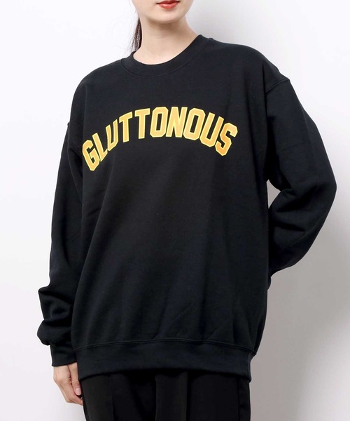GLUTTONOUS(グルトン)の「【GLUTTONOUS/グルトン】ビックシルエット カレッジロゴトレーナー(スウェット・メンズ・ブラック/ホワイト/杢グレー・XL/L/M)」の2枚目の写真