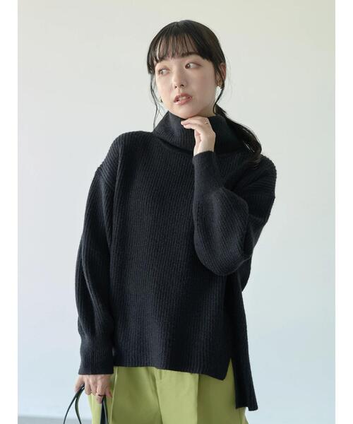 earth music&ecology(アースミュージックアンドエコロジー)の「畦タートルチュニック*(ニット/セーター・レディース・ブラック/オフホワイト/マスタード・FREE)」の12枚目の写真