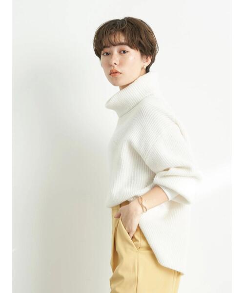 earth music&ecology(アースミュージックアンドエコロジー)の「畦タートルチュニック*(ニット/セーター・レディース・ブラック/オフホワイト/マスタード・FREE)」の6枚目の写真