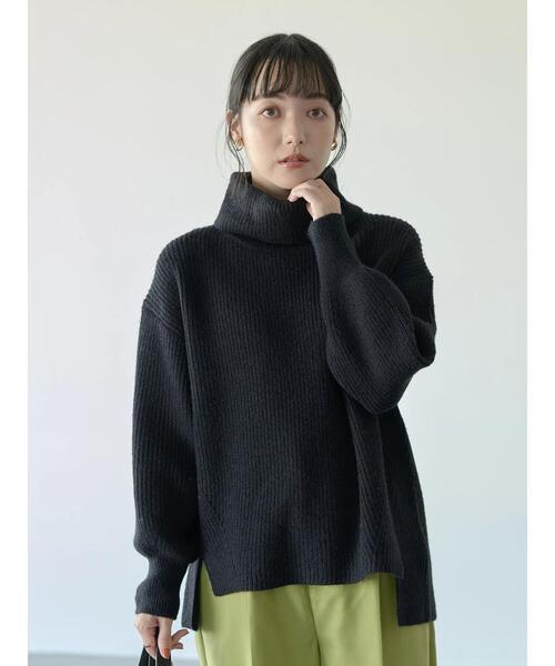 earth music&ecology(アースミュージックアンドエコロジー)の「畦タートルチュニック*(ニット/セーター・レディース・ブラック/オフホワイト/マスタード・FREE)」の13枚目の写真