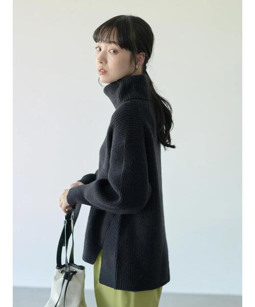 earth music&ecology(アースミュージックアンドエコロジー)の「畦タートルチュニック*(ニット/セーター・レディース・ブラック/オフホワイト/マスタード・FREE)」の14枚目の写真