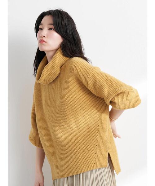 earth music&ecology(アースミュージックアンドエコロジー)の「畦タートルチュニック*(ニット/セーター・レディース・ブラック/オフホワイト/マスタード・FREE)」の21枚目の写真