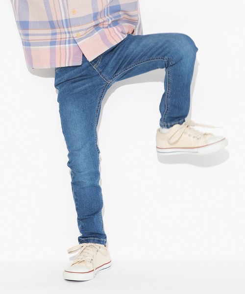 BRANSHES（ブランシェス）の「【プレミアムストレッチ】デニム・ストライプパンツ（デニムパンツ・キッズ・アイボリー/ブルー/ネイビー・100/130/150/120/140/110/90）」の3枚目の写真